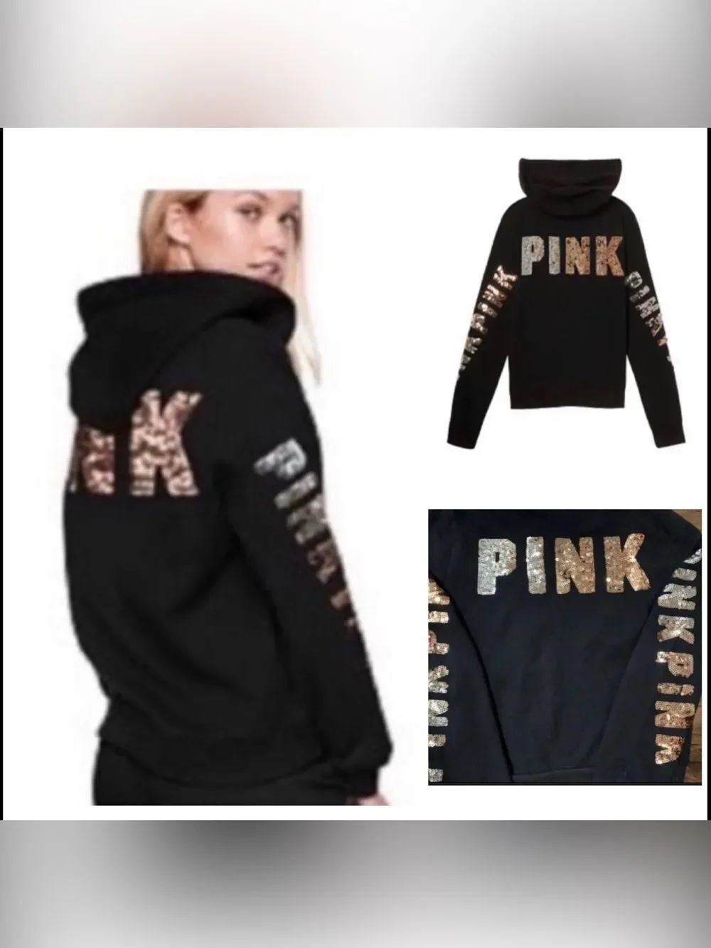 PINK VS OMBRÉ BLING HOODIE SMALL